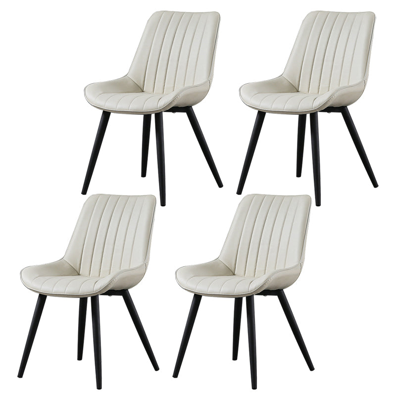 Modern Design Faux Leather Side Chair with 4 Metal Black Finish Legs Solid Back Armless Chair White-Gray 4 Piece Set Black Clearhalo ' kitchen&dining_furn' 'Dining Chairs' 'Dining Tables & Seating' 'dining_chair' 'furn' 'furn_dining_chair' 'Furniture' 'furniture_dining_chair' 'Kitchen & Dining Furniture' 'kitchen' 3565102