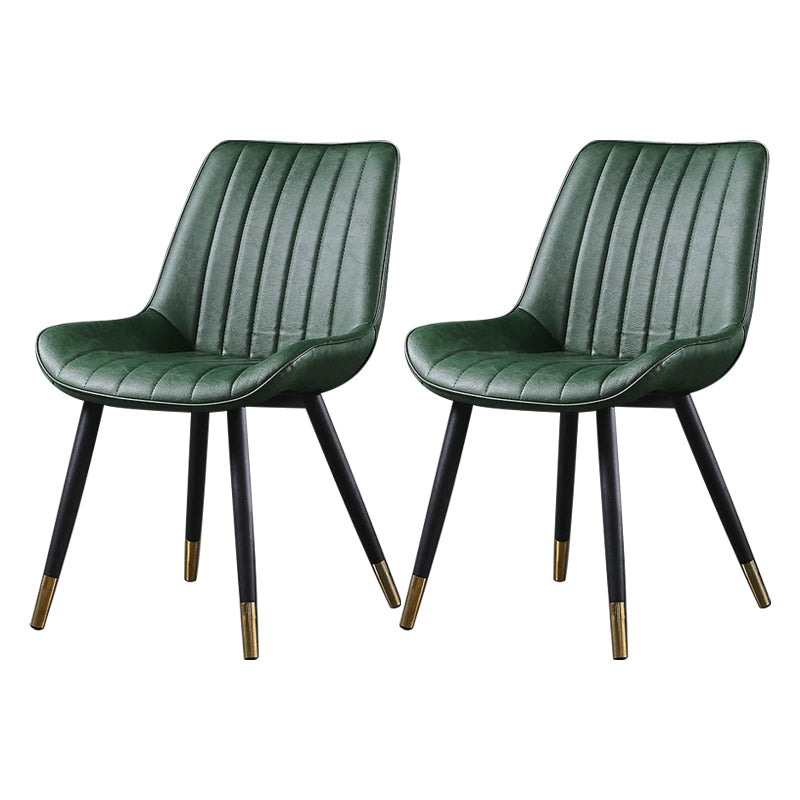 Modern Design Faux Leather Side Chair with 4 Metal Black Finish Legs Solid Back Armless Chair Green 2 Piece Set Brass Gold Clearhalo ' kitchen&dining_furn' 'Dining Chairs' 'Dining Tables & Seating' 'dining_chair' 'furn' 'furn_dining_chair' 'Furniture' 'furniture_dining_chair' 'Kitchen & Dining Furniture' 'kitchen' 3565104