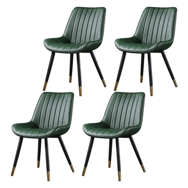 Modern Design Faux Leather Side Chair with 4 Metal Black Finish Legs Solid Back Armless Chair Green 4 Piece Set Brass Gold Clearhalo ' kitchen&dining_furn' 'Dining Chairs' 'Dining Tables & Seating' 'dining_chair' 'furn' 'furn_dining_chair' 'Furniture' 'furniture_dining_chair' 'Kitchen & Dining Furniture' 'kitchen' 3565105