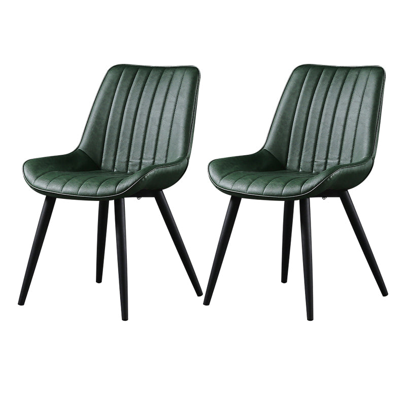 Modern Design Faux Leather Side Chair with 4 Metal Black Finish Legs Solid Back Armless Chair Green 2 Piece Set Black Clearhalo ' kitchen&dining_furn' 'Dining Chairs' 'Dining Tables & Seating' 'dining_chair' 'furn' 'furn_dining_chair' 'Furniture' 'furniture_dining_chair' 'Kitchen & Dining Furniture' 'kitchen' 3565107