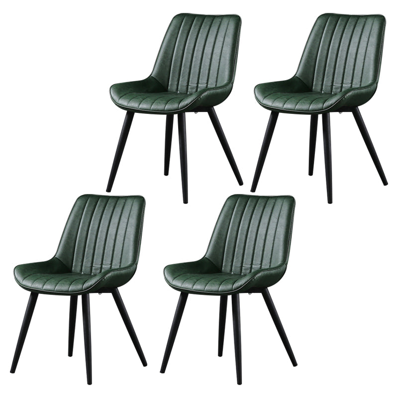 Modern Design Faux Leather Side Chair with 4 Metal Black Finish Legs Solid Back Armless Chair Green 4 Piece Set Black Clearhalo ' kitchen&dining_furn' 'Dining Chairs' 'Dining Tables & Seating' 'dining_chair' 'furn' 'furn_dining_chair' 'Furniture' 'furniture_dining_chair' 'Kitchen & Dining Furniture' 'kitchen' 3565108