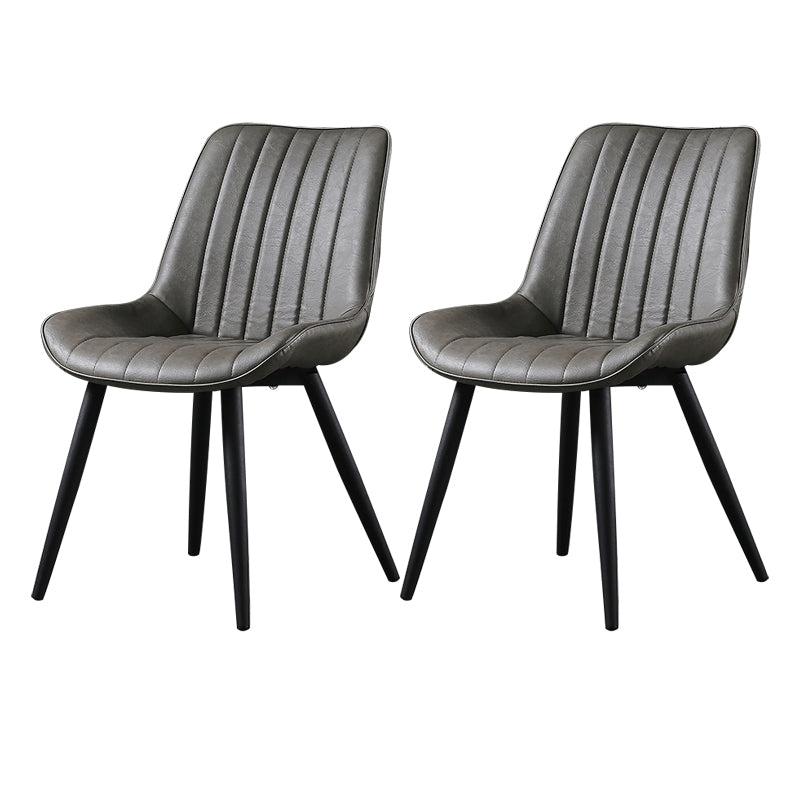 Modern Design Faux Leather Side Chair with 4 Metal Black Finish Legs Solid Back Armless Chair Grey 2 Piece Set Black Clearhalo ' kitchen&dining_furn' 'Dining Chairs' 'Dining Tables & Seating' 'dining_chair' 'furn' 'furn_dining_chair' 'Furniture' 'furniture_dining_chair' 'Kitchen & Dining Furniture' 'kitchen' 3565110