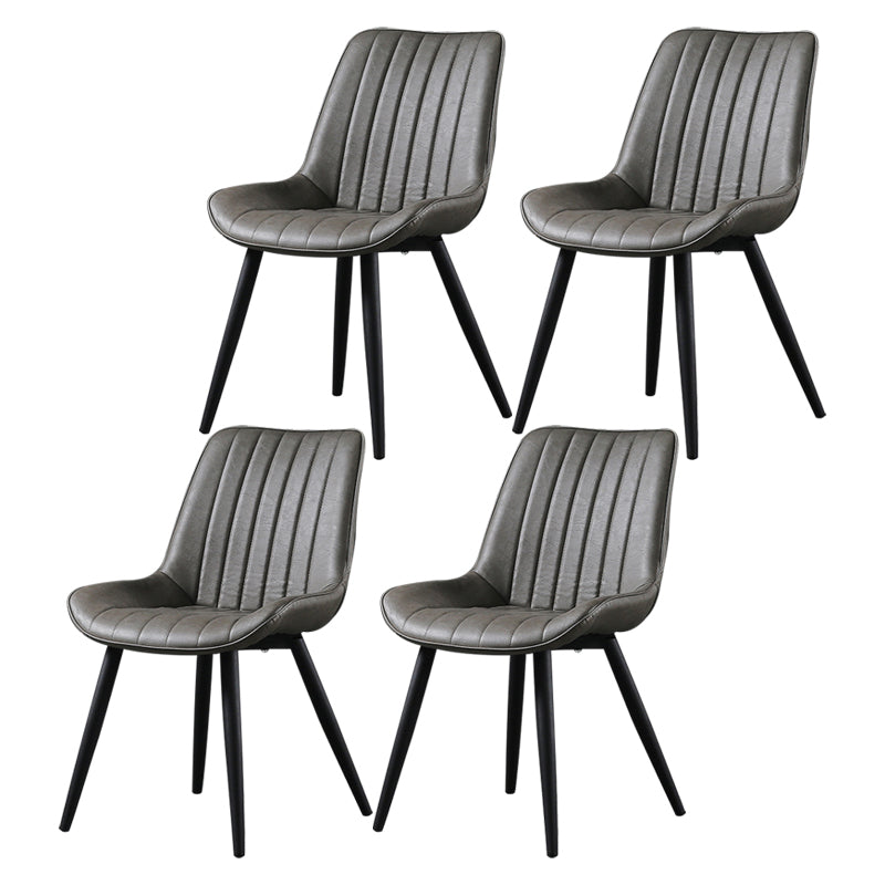 Modern Design Faux Leather Side Chair with 4 Metal Black Finish Legs Solid Back Armless Chair Grey 4 Piece Set Black Clearhalo ' kitchen&dining_furn' 'Dining Chairs' 'Dining Tables & Seating' 'dining_chair' 'furn' 'furn_dining_chair' 'Furniture' 'furniture_dining_chair' 'Kitchen & Dining Furniture' 'kitchen' 3565111