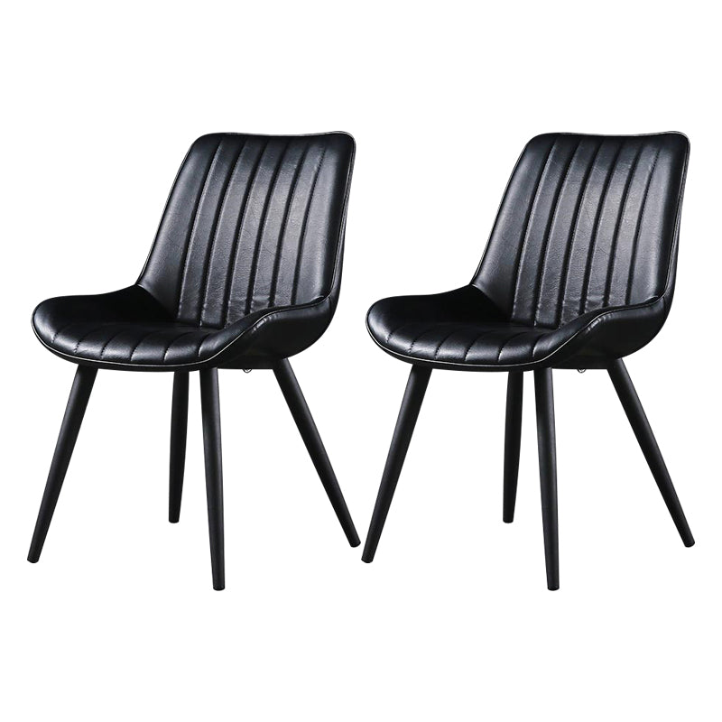 Modern Design Faux Leather Side Chair with 4 Metal Black Finish Legs Solid Back Armless Chair Black 2 Piece Set Black Clearhalo ' kitchen&dining_furn' 'Dining Chairs' 'Dining Tables & Seating' 'dining_chair' 'furn' 'furn_dining_chair' 'Furniture' 'furniture_dining_chair' 'Kitchen & Dining Furniture' 'kitchen' 3565119