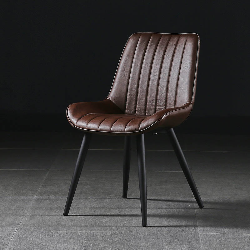 Modern Design Faux Leather Side Chair with 4 Metal Black Finish Legs Solid Back Armless Chair Dark Coffee 1 Piece Black Clearhalo ' kitchen&dining_furn' 'Dining Chairs' 'Dining Tables & Seating' 'dining_chair' 'furn' 'furn_dining_chair' 'Furniture' 'furniture_dining_chair' 'Kitchen & Dining Furniture' 'kitchen' 3565124