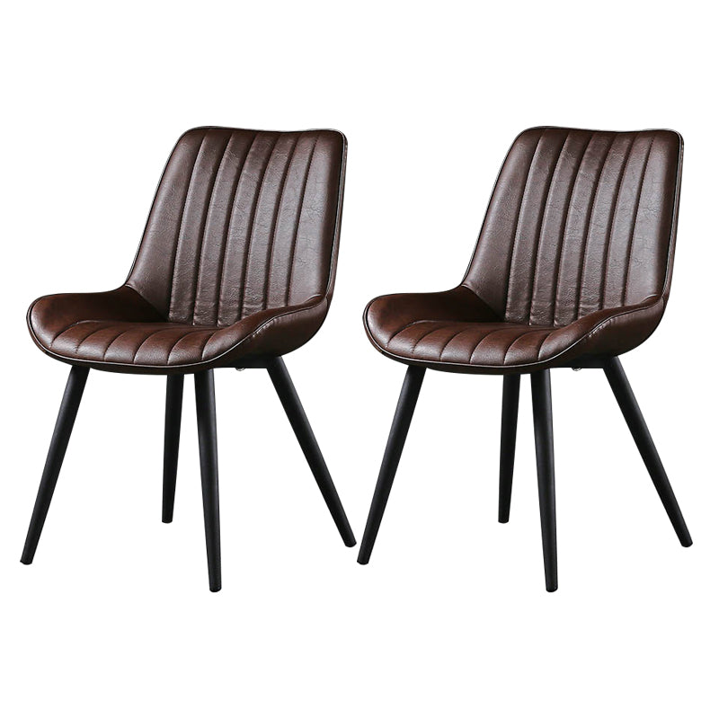 Modern Design Faux Leather Side Chair with 4 Metal Black Finish Legs Solid Back Armless Chair Dark Coffee 2 Piece Set Black Clearhalo ' kitchen&dining_furn' 'Dining Chairs' 'Dining Tables & Seating' 'dining_chair' 'furn' 'furn_dining_chair' 'Furniture' 'furniture_dining_chair' 'Kitchen & Dining Furniture' 'kitchen' 3565125
