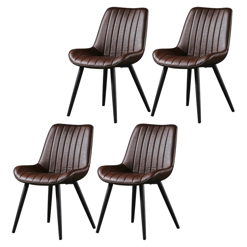 Modern Design Faux Leather Side Chair with 4 Metal Black Finish Legs Solid Back Armless Chair Dark Coffee 4 Piece Set Black Clearhalo ' kitchen&dining_furn' 'Dining Chairs' 'Dining Tables & Seating' 'dining_chair' 'furn' 'furn_dining_chair' 'Furniture' 'furniture_dining_chair' 'Kitchen & Dining Furniture' 'kitchen' 3565126