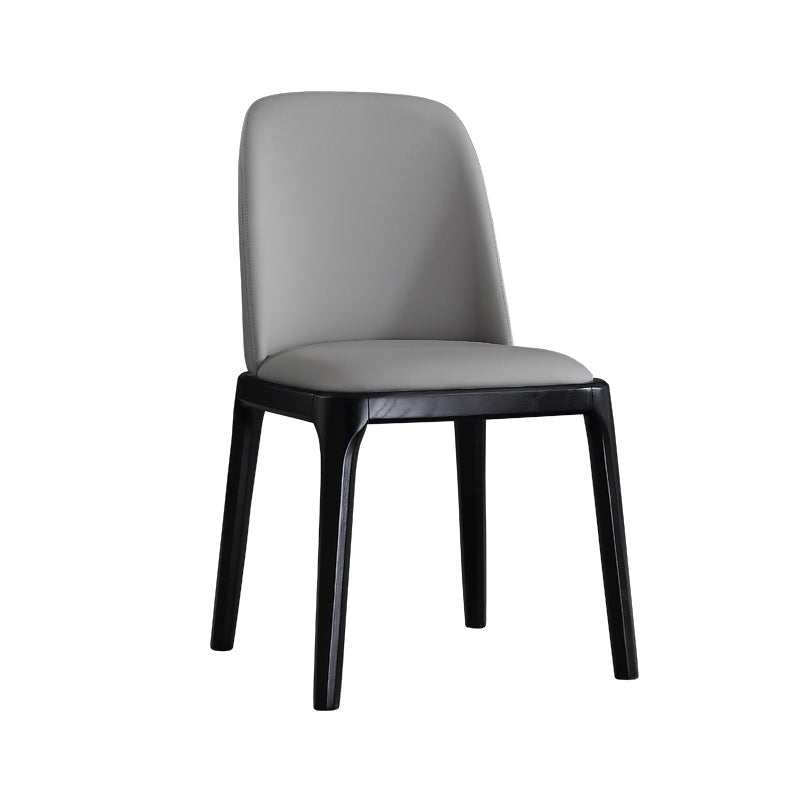 Scandinavian Style Faux Leather Side Chairs with Wooden Legs Solid Back Chair for Home Clearhalo ' kitchen&dining_furn' 'Dining Chairs' 'Dining Tables & Seating' 'dining_chair' 'furn' 'furn_dining_chair' 'Furniture' 'furniture_dining_chair' 'Kitchen & Dining Furniture' 'kitchen' 3565141