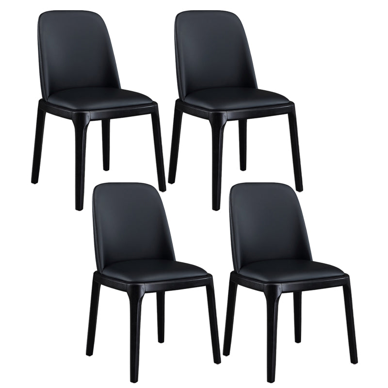 Scandinavian Style Faux Leather Side Chairs with Wooden Legs Solid Back Chair for Home Black 4 Piece Set Clearhalo ' kitchen&dining_furn' 'Dining Chairs' 'Dining Tables & Seating' 'dining_chair' 'furn' 'furn_dining_chair' 'Furniture' 'furniture_dining_chair' 'Kitchen & Dining Furniture' 'kitchen' 3565142
