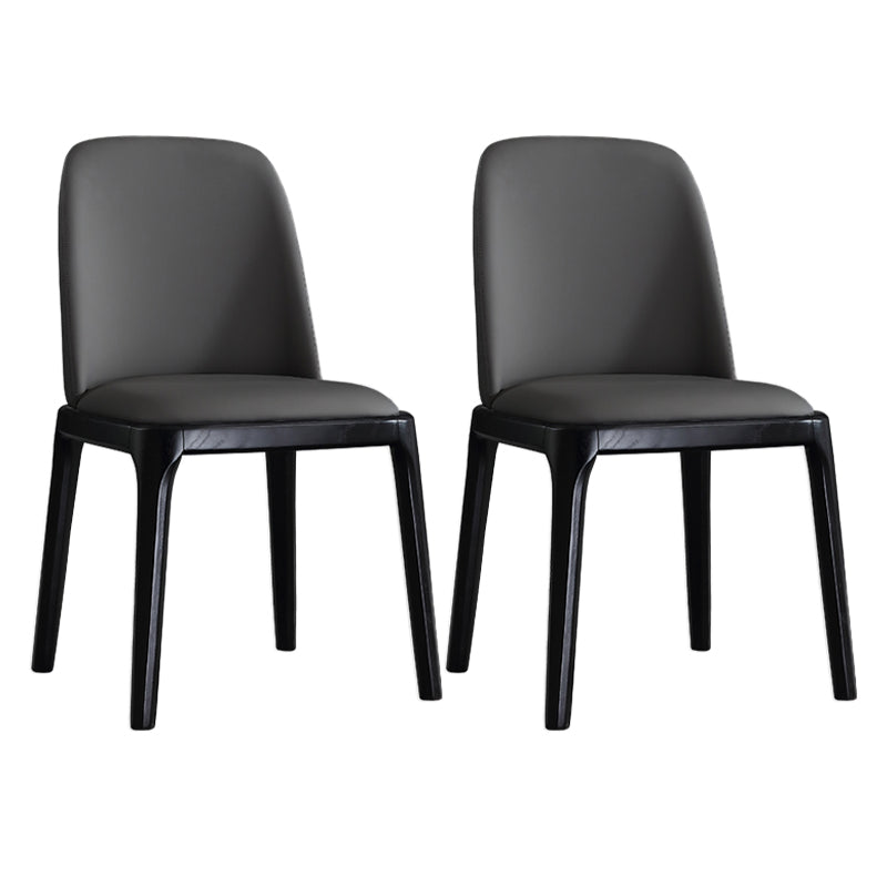 Scandinavian Style Faux Leather Side Chairs with Wooden Legs Solid Back Chair for Home Dark Gray 2 Piece Set Clearhalo ' kitchen&dining_furn' 'Dining Chairs' 'Dining Tables & Seating' 'dining_chair' 'furn' 'furn_dining_chair' 'Furniture' 'furniture_dining_chair' 'Kitchen & Dining Furniture' 'kitchen' 3565146