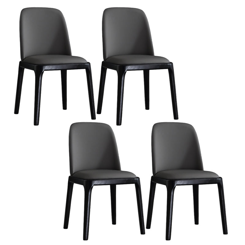 Scandinavian Style Faux Leather Side Chairs with Wooden Legs Solid Back Chair for Home Dark Gray 4 Piece Set Clearhalo ' kitchen&dining_furn' 'Dining Chairs' 'Dining Tables & Seating' 'dining_chair' 'furn' 'furn_dining_chair' 'Furniture' 'furniture_dining_chair' 'Kitchen & Dining Furniture' 'kitchen' 3565147