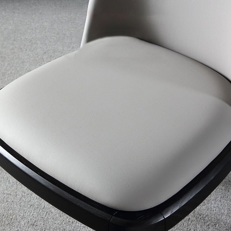 Scandinavian Style Faux Leather Side Chairs with Wooden Legs Solid Back Chair for Home Clearhalo ' kitchen&dining_furn' 'Dining Chairs' 'Dining Tables & Seating' 'dining_chair' 'furn' 'furn_dining_chair' 'Furniture' 'furniture_dining_chair' 'Kitchen & Dining Furniture' 'kitchen' 3565149