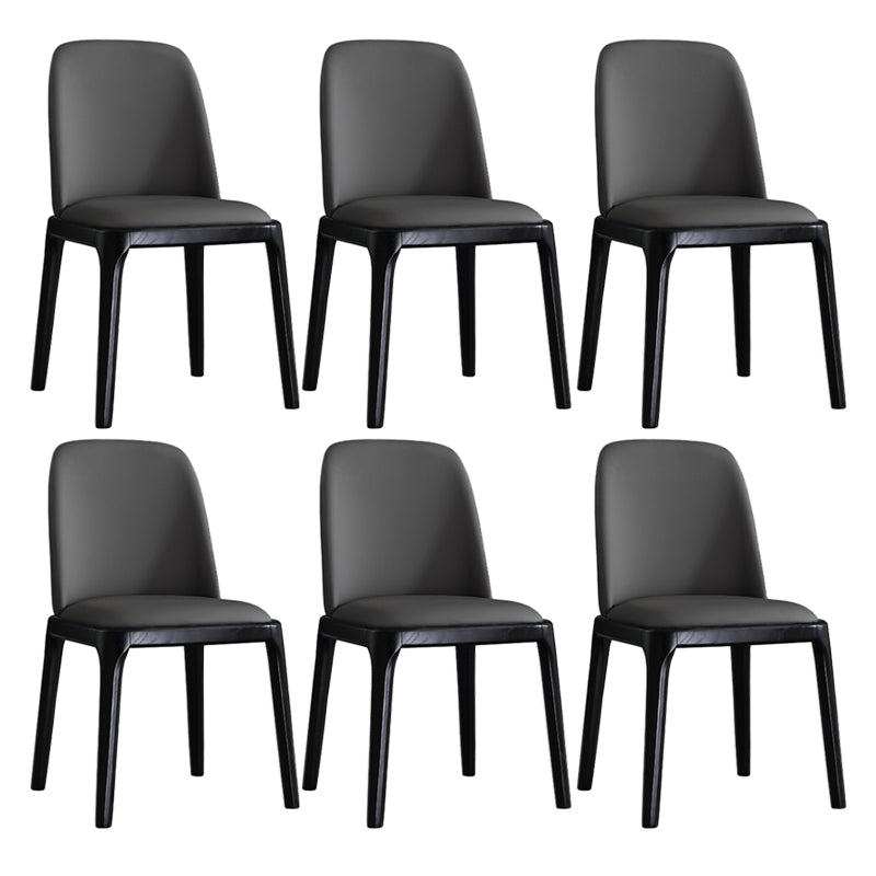 Scandinavian Style Faux Leather Side Chairs with Wooden Legs Solid Back Chair for Home Dark Gray 6 Piece Set Clearhalo ' kitchen&dining_furn' 'Dining Chairs' 'Dining Tables & Seating' 'dining_chair' 'furn' 'furn_dining_chair' 'Furniture' 'furniture_dining_chair' 'Kitchen & Dining Furniture' 'kitchen' 3565150