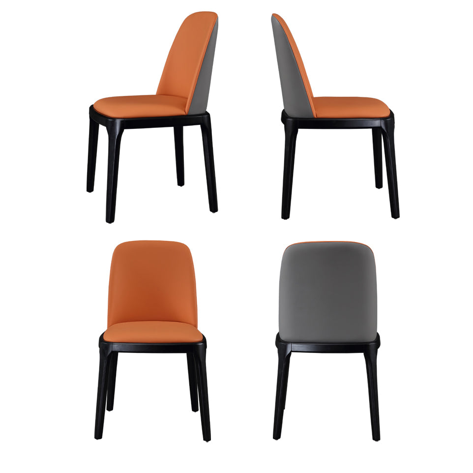 Scandinavian Style Faux Leather Side Chairs with Wooden Legs Solid Back Chair for Home Clearhalo ' kitchen&dining_furn' 'Dining Chairs' 'Dining Tables & Seating' 'dining_chair' 'furn' 'furn_dining_chair' 'Furniture' 'furniture_dining_chair' 'Kitchen & Dining Furniture' 'kitchen' 3565151