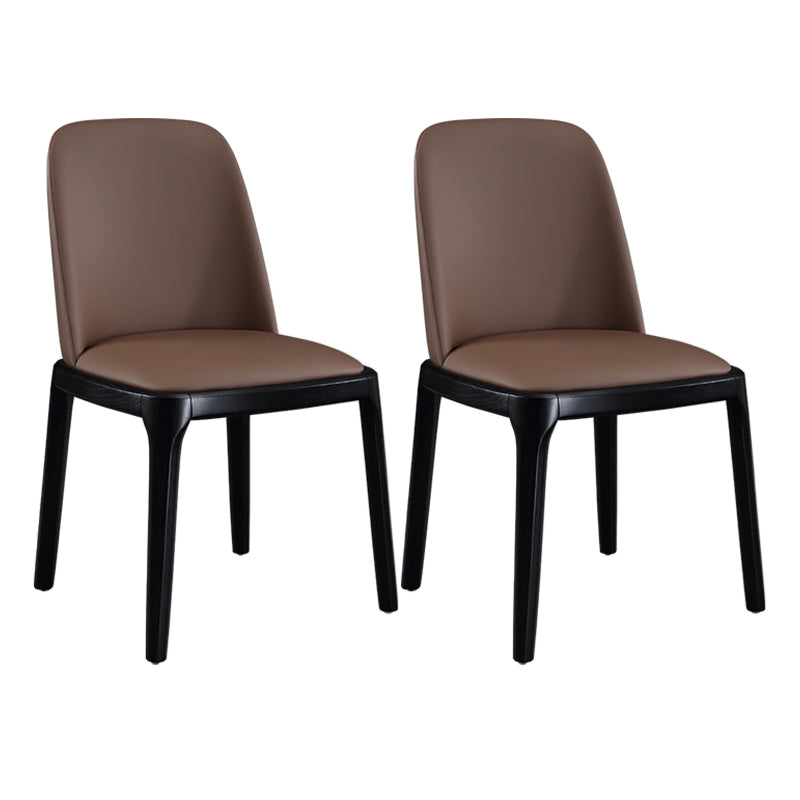 Scandinavian Style Faux Leather Side Chairs with Wooden Legs Solid Back Chair for Home Coffee 2 Piece Set Clearhalo ' kitchen&dining_furn' 'Dining Chairs' 'Dining Tables & Seating' 'dining_chair' 'furn' 'furn_dining_chair' 'Furniture' 'furniture_dining_chair' 'Kitchen & Dining Furniture' 'kitchen' 3565163