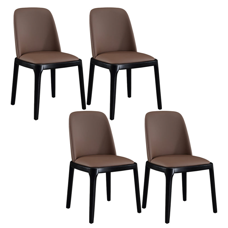 Scandinavian Style Faux Leather Side Chairs with Wooden Legs Solid Back Chair for Home Coffee 4 Piece Set Clearhalo ' kitchen&dining_furn' 'Dining Chairs' 'Dining Tables & Seating' 'dining_chair' 'furn' 'furn_dining_chair' 'Furniture' 'furniture_dining_chair' 'Kitchen & Dining Furniture' 'kitchen' 3565164