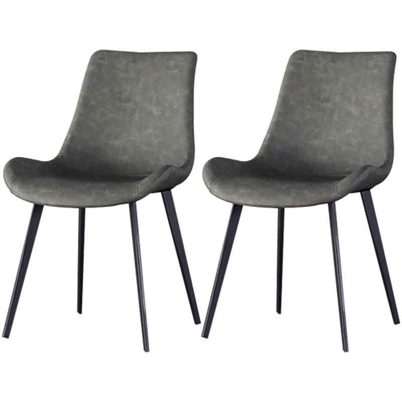 Modern Style Faux Leather Chair 20'' Wide Parsons Dining Chair for Home Use Grey 2 Piece Set Clearhalo ' kitchen&dining_furn' 'Dining Chairs' 'Dining Tables & Seating' 'dining_chair' 'furn' 'furn_dining_chair' 'Furniture' 'furniture_dining_chair' 'Kitchen & Dining Furniture' 'kitchen' 3565167