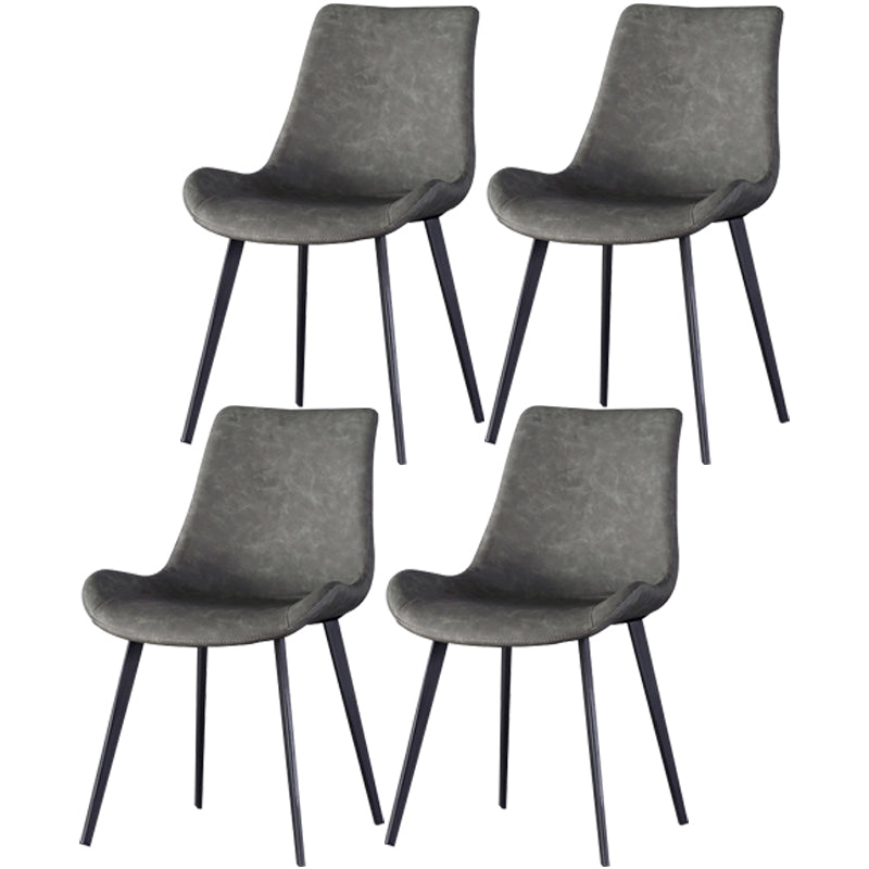Modern Style Faux Leather Chair 20'' Wide Parsons Dining Chair for Home Use Grey 4 Piece Set Clearhalo ' kitchen&dining_furn' 'Dining Chairs' 'Dining Tables & Seating' 'dining_chair' 'furn' 'furn_dining_chair' 'Furniture' 'furniture_dining_chair' 'Kitchen & Dining Furniture' 'kitchen' 3565168