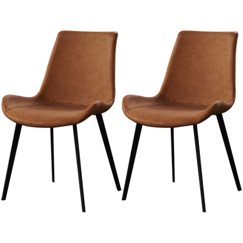 Modern Style Faux Leather Chair 20'' Wide Parsons Dining Chair for Home Use Orange 2 Piece Set Clearhalo ' kitchen&dining_furn' 'Dining Chairs' 'Dining Tables & Seating' 'dining_chair' 'furn' 'furn_dining_chair' 'Furniture' 'furniture_dining_chair' 'Kitchen & Dining Furniture' 'kitchen' 3565172