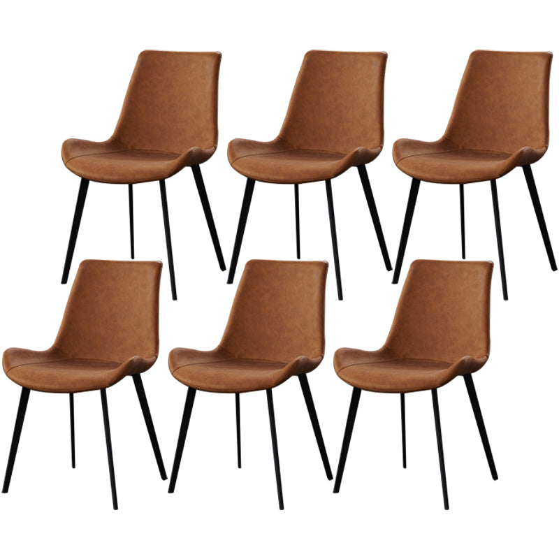 Modern Style Faux Leather Chair 20'' Wide Parsons Dining Chair for Home Use Orange 6 Piece Set Clearhalo ' kitchen&dining_furn' 'Dining Chairs' 'Dining Tables & Seating' 'dining_chair' 'furn' 'furn_dining_chair' 'Furniture' 'furniture_dining_chair' 'Kitchen & Dining Furniture' 'kitchen' 3565176