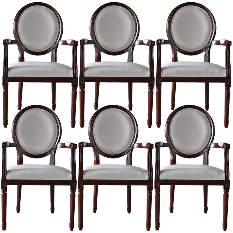 Farmhouse Fabric Dining Table Set 38"H King Louis Back Side Chair with Wooden Base for Restaurant Off-White 6 Piece Set Clearhalo ' kitchen&dining_furn' 'Dining Chairs' 'Dining Tables & Seating' 'dining_chair' 'furn' 'furn_dining_chair' 'Furniture' 'furniture_dining_chair' 'Kitchen & Dining Furniture' 'kitchen' 3565192