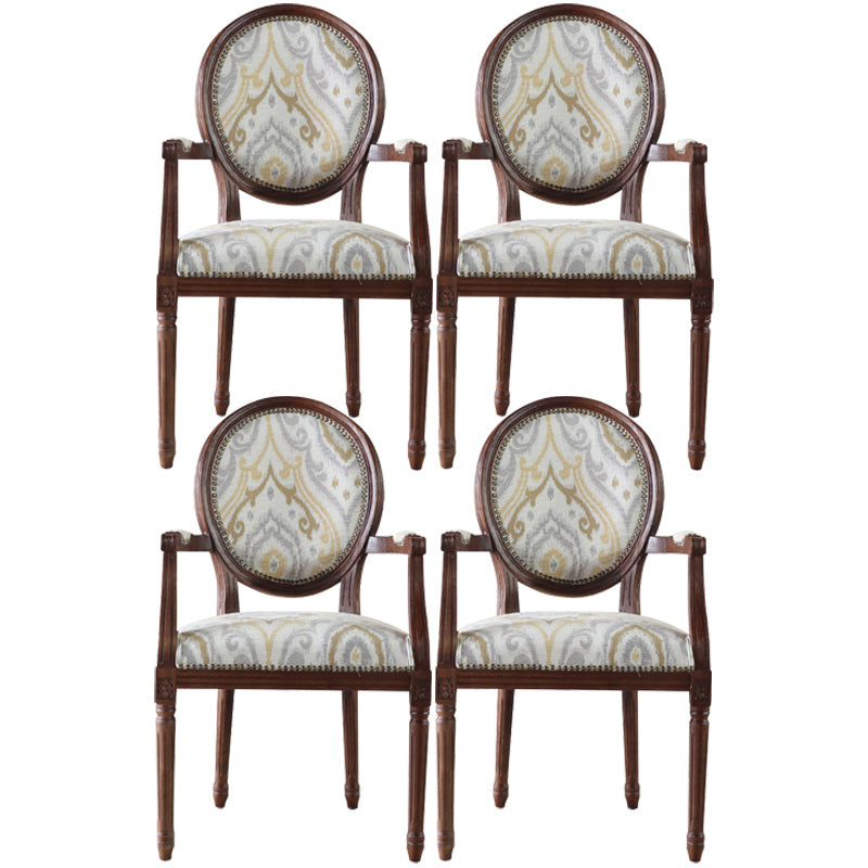 Farmhouse Fabric Dining Table Set 38"H King Louis Back Side Chair with Wooden Base for Restaurant Yellow 4 Piece Set Clearhalo ' kitchen&dining_furn' 'Dining Chairs' 'Dining Tables & Seating' 'dining_chair' 'furn' 'furn_dining_chair' 'Furniture' 'furniture_dining_chair' 'Kitchen & Dining Furniture' 'kitchen' 3565197