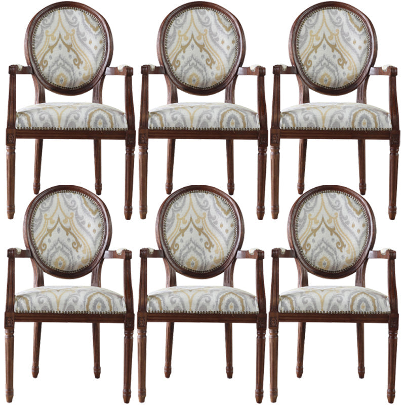 Farmhouse Fabric Dining Table Set 38"H King Louis Back Side Chair with Wooden Base for Restaurant Yellow 6 Piece Set Clearhalo ' kitchen&dining_furn' 'Dining Chairs' 'Dining Tables & Seating' 'dining_chair' 'furn' 'furn_dining_chair' 'Furniture' 'furniture_dining_chair' 'Kitchen & Dining Furniture' 'kitchen' 3565198