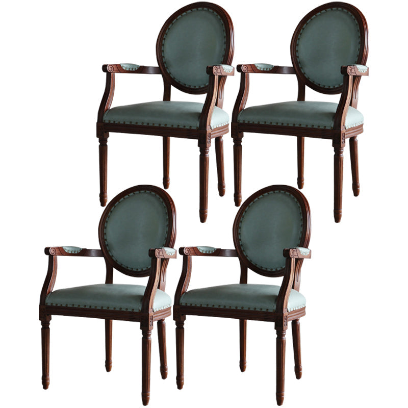 Farmhouse Fabric Dining Table Set 38"H King Louis Back Side Chair with Wooden Base for Restaurant Pink-Blue 4 Piece Set Clearhalo ' kitchen&dining_furn' 'Dining Chairs' 'Dining Tables & Seating' 'dining_chair' 'furn' 'furn_dining_chair' 'Furniture' 'furniture_dining_chair' 'Kitchen & Dining Furniture' 'kitchen' 3565200