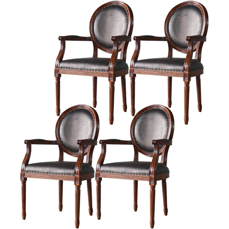 Farmhouse Fabric Dining Table Set 38"H King Louis Back Side Chair with Wooden Base for Restaurant Black 4 Piece Set Clearhalo ' kitchen&dining_furn' 'Dining Chairs' 'Dining Tables & Seating' 'dining_chair' 'furn' 'furn_dining_chair' 'Furniture' 'furniture_dining_chair' 'Kitchen & Dining Furniture' 'kitchen' 3565203