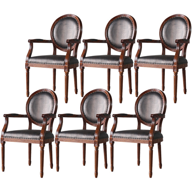 Farmhouse Fabric Dining Table Set 38"H King Louis Back Side Chair with Wooden Base for Restaurant Black 6 Piece Set Clearhalo ' kitchen&dining_furn' 'Dining Chairs' 'Dining Tables & Seating' 'dining_chair' 'furn' 'furn_dining_chair' 'Furniture' 'furniture_dining_chair' 'Kitchen & Dining Furniture' 'kitchen' 3565204