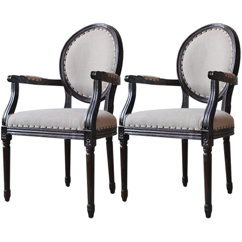 Farmhouse Fabric Dining Table Set 38"H King Louis Back Side Chair with Wooden Base for Restaurant Beige-Coffee 2 Piece Set Clearhalo ' kitchen&dining_furn' 'Dining Chairs' 'Dining Tables & Seating' 'dining_chair' 'furn' 'furn_dining_chair' 'Furniture' 'furniture_dining_chair' 'Kitchen & Dining Furniture' 'kitchen' 3565205