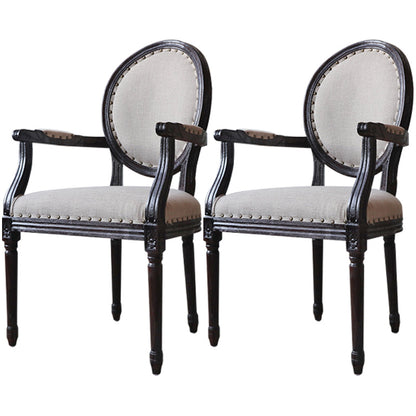 Farmhouse Fabric Dining Table Set 38"H King Louis Back Side Chair with Wooden Base for Restaurant Beige-Coffee 2 Piece Set Clearhalo ' kitchen&dining_furn' 'Dining Chairs' 'Dining Tables & Seating' 'dining_chair' 'furn' 'furn_dining_chair' 'Furniture' 'furniture_dining_chair' 'Kitchen & Dining Furniture' 'kitchen' 3565205