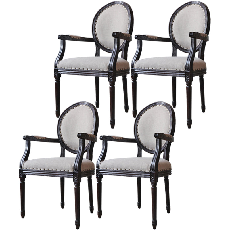 Farmhouse Fabric Dining Table Set 38"H King Louis Back Side Chair with Wooden Base for Restaurant Beige-Coffee 4 Piece Set Clearhalo ' kitchen&dining_furn' 'Dining Chairs' 'Dining Tables & Seating' 'dining_chair' 'furn' 'furn_dining_chair' 'Furniture' 'furniture_dining_chair' 'Kitchen & Dining Furniture' 'kitchen' 3565206