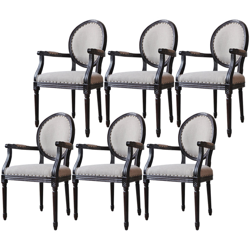 Farmhouse Fabric Dining Table Set 38"H King Louis Back Side Chair with Wooden Base for Restaurant Beige-Coffee 6 Piece Set Clearhalo ' kitchen&dining_furn' 'Dining Chairs' 'Dining Tables & Seating' 'dining_chair' 'furn' 'furn_dining_chair' 'Furniture' 'furniture_dining_chair' 'Kitchen & Dining Furniture' 'kitchen' 3565207