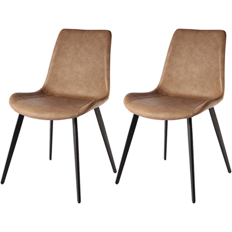 Modern Style PU Leather Dining Chair 18'' Wide Parsons Chair for Home Use Brown 2 Piece Set Clearhalo ' kitchen&dining_furn' 'Dining Chairs' 'Dining Tables & Seating' 'dining_chair' 'furn' 'furn_dining_chair' 'Furniture' 'furniture_dining_chair' 'Kitchen & Dining Furniture' 'kitchen' 3565227