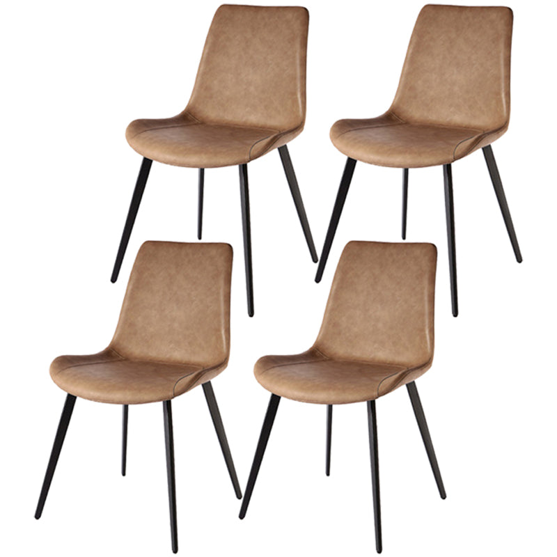 Modern Style PU Leather Dining Chair 18'' Wide Parsons Chair for Home Use Brown 4 Piece Set Clearhalo ' kitchen&dining_furn' 'Dining Chairs' 'Dining Tables & Seating' 'dining_chair' 'furn' 'furn_dining_chair' 'Furniture' 'furniture_dining_chair' 'Kitchen & Dining Furniture' 'kitchen' 3565229