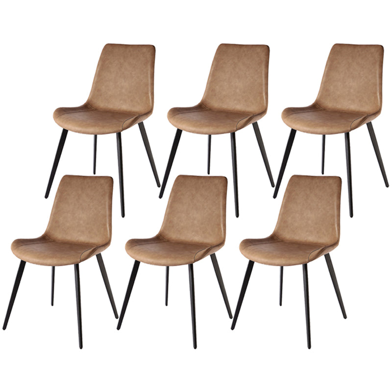 Modern Style PU Leather Dining Chair 18'' Wide Parsons Chair for Home Use Brown 6 Piece Set Clearhalo ' kitchen&dining_furn' 'Dining Chairs' 'Dining Tables & Seating' 'dining_chair' 'furn' 'furn_dining_chair' 'Furniture' 'furniture_dining_chair' 'Kitchen & Dining Furniture' 'kitchen' 3565230