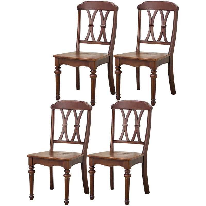 Traditional Wooden Dining Chair 35''H Cross Back Side Chair with 4 Legs for Restaurant Walnut 4 Piece Set Clearhalo ' kitchen&dining_furn' 'Dining Chairs' 'Dining Tables & Seating' 'dining_chair' 'furn' 'furn_dining_chair' 'Furniture' 'furniture_dining_chair' 'Kitchen & Dining Furniture' 'kitchen' 3565248