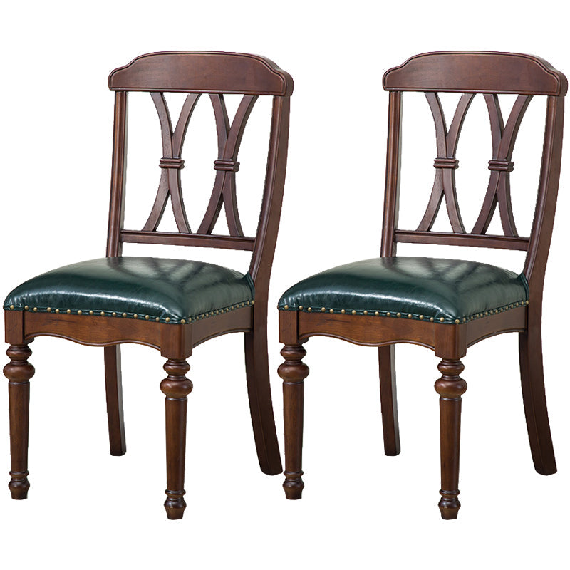 Traditional Wooden Dining Chair 35''H Cross Back Side Chair with 4 Legs for Restaurant Blackish Green 2 Piece Set Clearhalo ' kitchen&dining_furn' 'Dining Chairs' 'Dining Tables & Seating' 'dining_chair' 'furn' 'furn_dining_chair' 'Furniture' 'furniture_dining_chair' 'Kitchen & Dining Furniture' 'kitchen' 3565252
