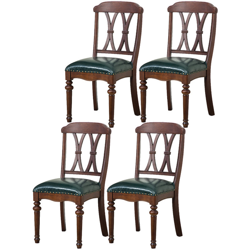 Traditional Wooden Dining Chair 35''H Cross Back Side Chair with 4 Legs for Restaurant Blackish Green 4 Piece Set Clearhalo ' kitchen&dining_furn' 'Dining Chairs' 'Dining Tables & Seating' 'dining_chair' 'furn' 'furn_dining_chair' 'Furniture' 'furniture_dining_chair' 'Kitchen & Dining Furniture' 'kitchen' 3565254