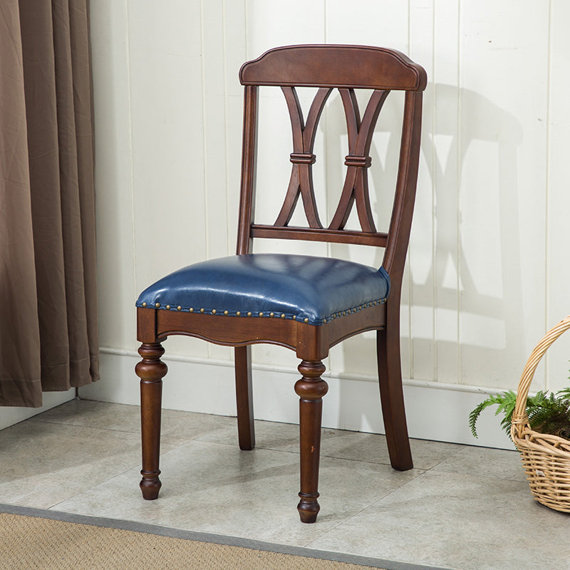 Traditional Wooden Dining Chair 35''H Cross Back Side Chair with 4 Legs for Restaurant Royal Blue 1 Piece Clearhalo ' kitchen&dining_furn' 'Dining Chairs' 'Dining Tables & Seating' 'dining_chair' 'furn' 'furn_dining_chair' 'Furniture' 'furniture_dining_chair' 'Kitchen & Dining Furniture' 'kitchen' 3565256