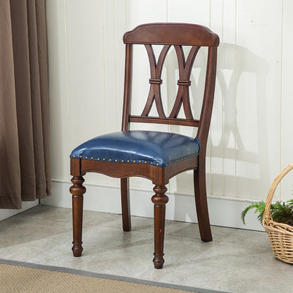 Traditional Wooden Dining Chair 35''H Cross Back Side Chair with 4 Legs for Restaurant Royal Blue 1 Piece Clearhalo ' kitchen&dining_furn' 'Dining Chairs' 'Dining Tables & Seating' 'dining_chair' 'furn' 'furn_dining_chair' 'Furniture' 'furniture_dining_chair' 'Kitchen & Dining Furniture' 'kitchen' 3565256