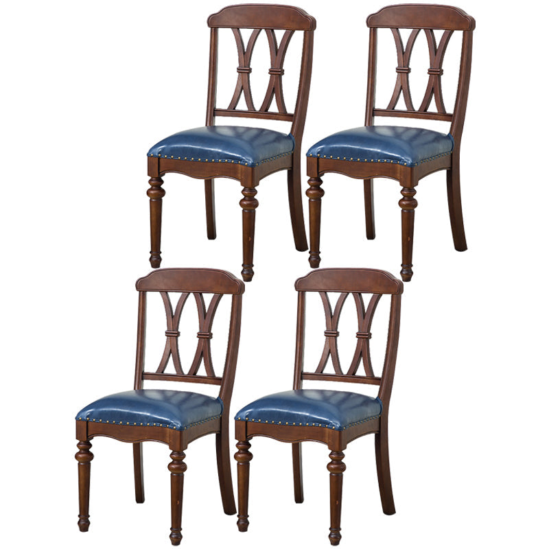 Traditional Wooden Dining Chair 35''H Cross Back Side Chair with 4 Legs for Restaurant Royal Blue 4 Piece Set Clearhalo ' kitchen&dining_furn' 'Dining Chairs' 'Dining Tables & Seating' 'dining_chair' 'furn' 'furn_dining_chair' 'Furniture' 'furniture_dining_chair' 'Kitchen & Dining Furniture' 'kitchen' 3565260