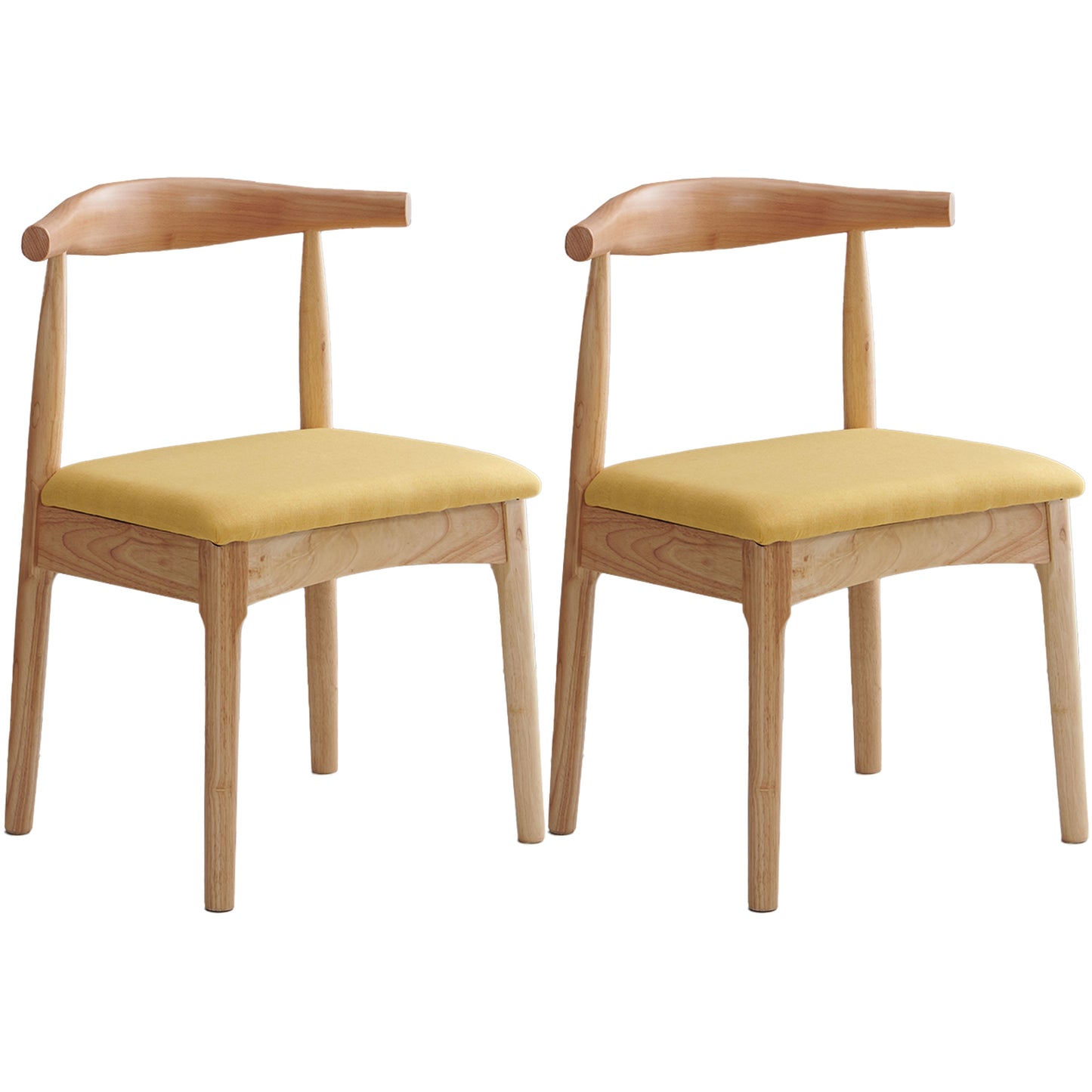 Scandinavian Dining Chair Open Back Side Chair with 4 Wood Legs for Home Use Lemon Yellow 2 Piece Set Natural Wood Clearhalo ' kitchen&dining_furn' 'Dining Chairs' 'Dining Tables & Seating' 'dining_chair' 'furn' 'furn_dining_chair' 'Furniture' 'furniture_dining_chair' 'Kitchen & Dining Furniture' 'kitchen' 3565284