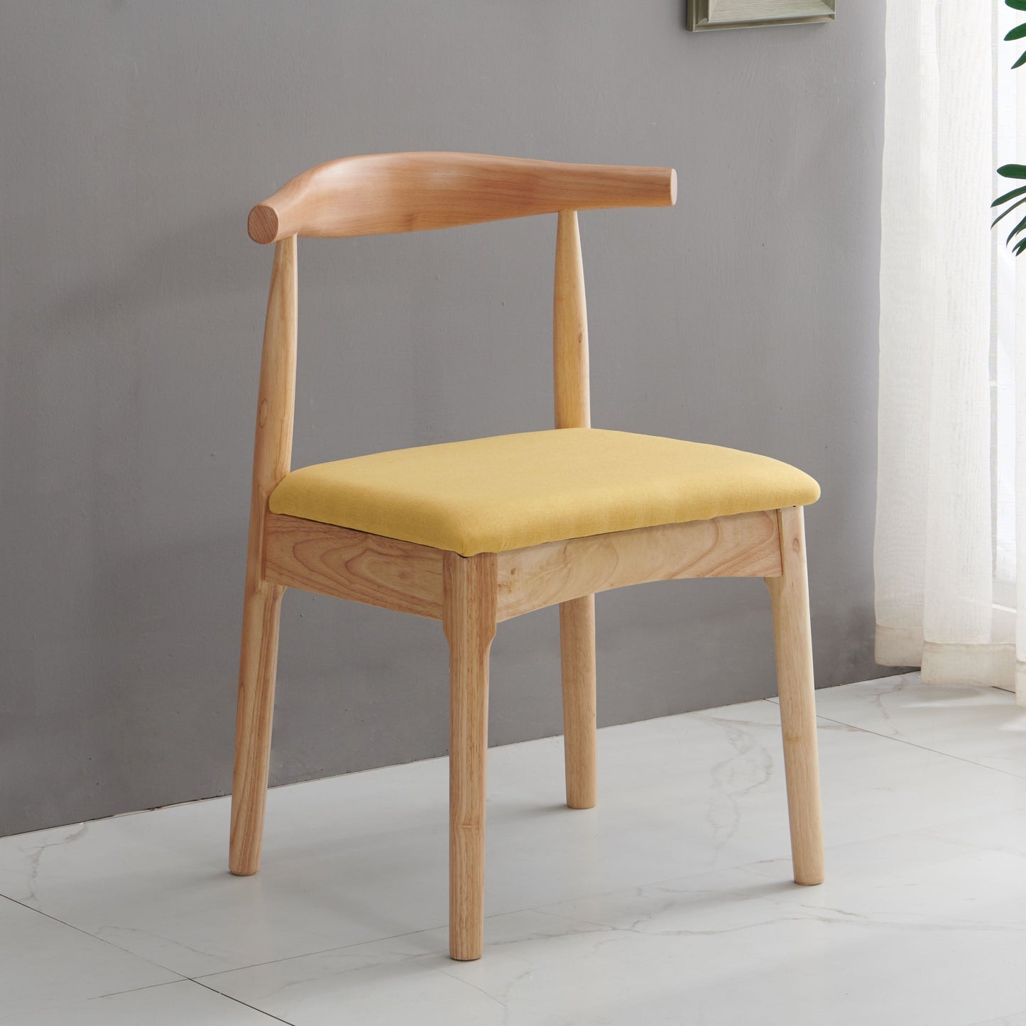 Scandinavian Dining Chair Open Back Side Chair with 4 Wood Legs for Home Use Lemon Yellow 1 Piece Natural Wood Clearhalo ' kitchen&dining_furn' 'Dining Chairs' 'Dining Tables & Seating' 'dining_chair' 'furn' 'furn_dining_chair' 'Furniture' 'furniture_dining_chair' 'Kitchen & Dining Furniture' 'kitchen' 3565285