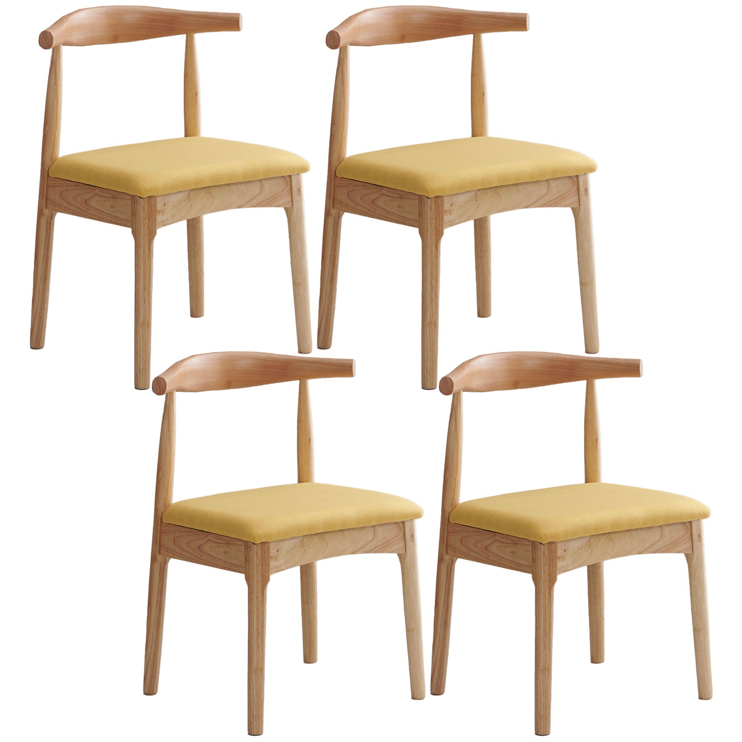 Scandinavian Dining Chair Open Back Side Chair with 4 Wood Legs for Home Use Lemon Yellow 4 Piece Set Natural Wood Clearhalo ' kitchen&dining_furn' 'Dining Chairs' 'Dining Tables & Seating' 'dining_chair' 'furn' 'furn_dining_chair' 'Furniture' 'furniture_dining_chair' 'Kitchen & Dining Furniture' 'kitchen' 3565286