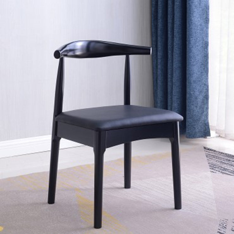 Scandinavian Dining Chair Open Back Side Chair with 4 Wood Legs for Home Use Black 1 Piece Black Clearhalo ' kitchen&dining_furn' 'Dining Chairs' 'Dining Tables & Seating' 'dining_chair' 'furn' 'furn_dining_chair' 'Furniture' 'furniture_dining_chair' 'Kitchen & Dining Furniture' 'kitchen' 3565289
