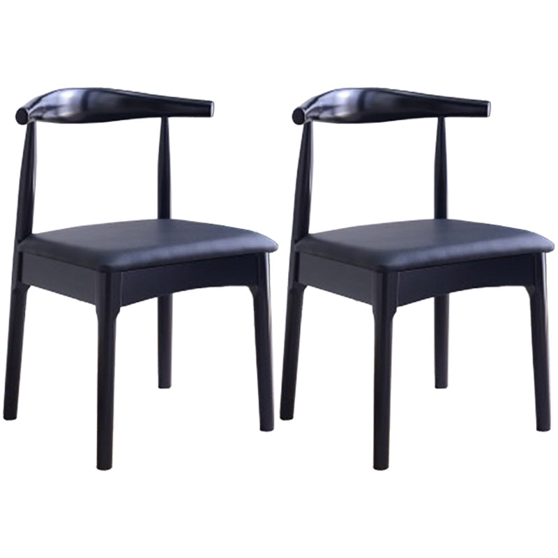 Scandinavian Dining Chair Open Back Side Chair with 4 Wood Legs for Home Use Black 2 Piece Set Black Clearhalo ' kitchen&dining_furn' 'Dining Chairs' 'Dining Tables & Seating' 'dining_chair' 'furn' 'furn_dining_chair' 'Furniture' 'furniture_dining_chair' 'Kitchen & Dining Furniture' 'kitchen' 3565292
