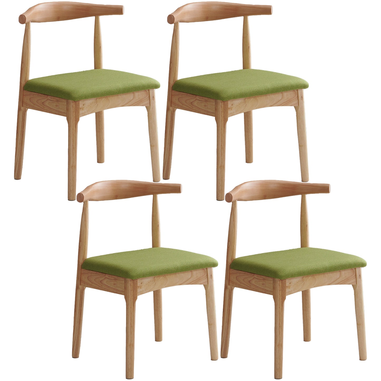 Scandinavian Dining Chair Open Back Side Chair with 4 Wood Legs for Home Use Green 4 Piece Set Natural Wood Clearhalo ' kitchen&dining_furn' 'Dining Chairs' 'Dining Tables & Seating' 'dining_chair' 'furn' 'furn_dining_chair' 'Furniture' 'furniture_dining_chair' 'Kitchen & Dining Furniture' 'kitchen' 3565304