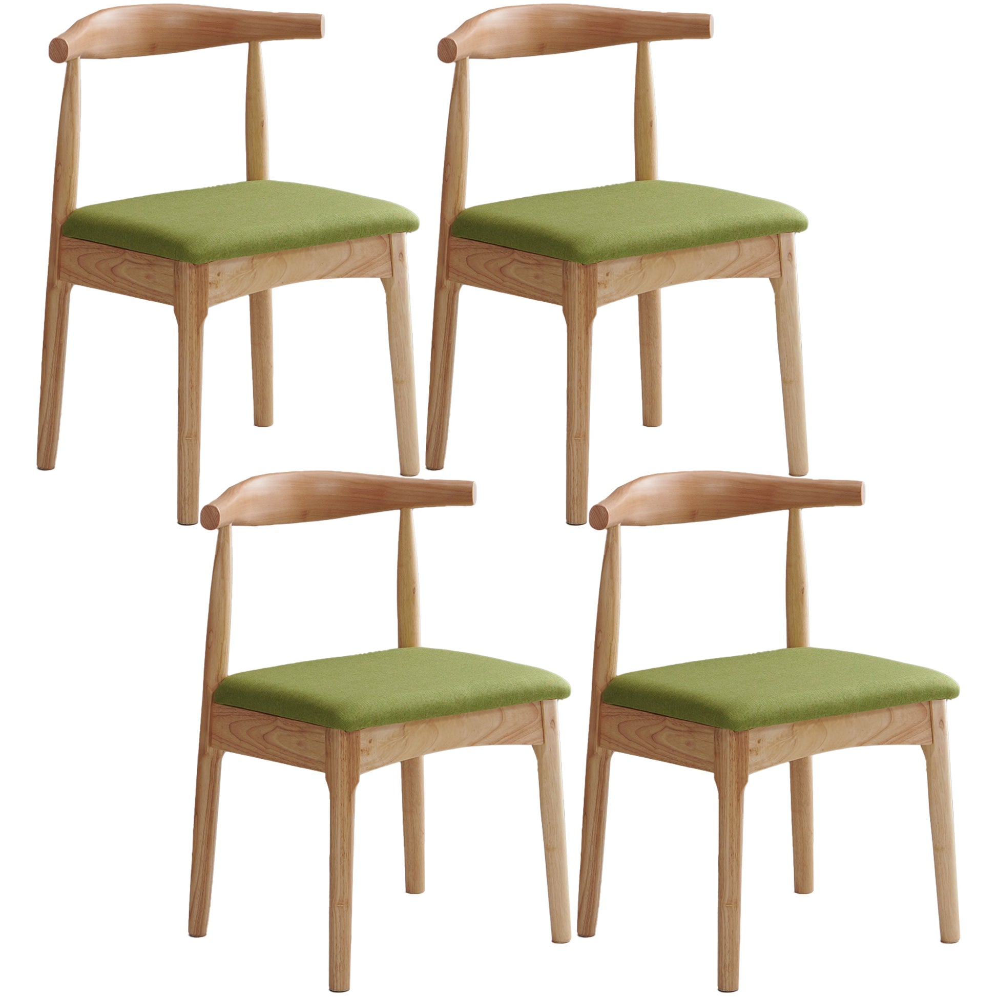 Scandinavian Dining Chair Open Back Side Chair with 4 Wood Legs for Home Use Green 4 Piece Set Natural Wood Clearhalo ' kitchen&dining_furn' 'Dining Chairs' 'Dining Tables & Seating' 'dining_chair' 'furn' 'furn_dining_chair' 'Furniture' 'furniture_dining_chair' 'Kitchen & Dining Furniture' 'kitchen' 3565304